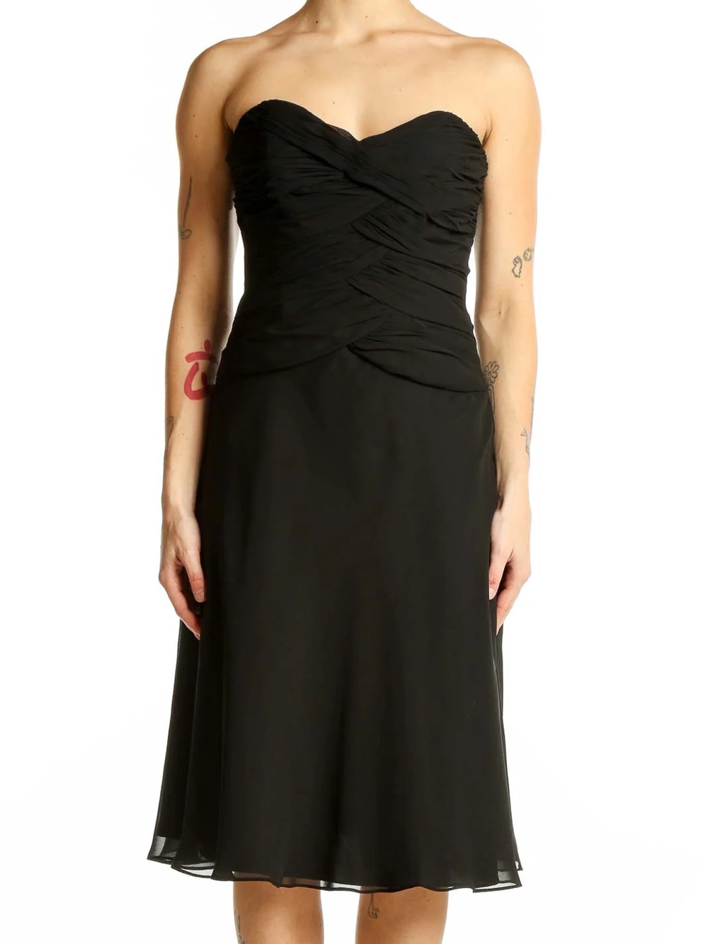 White House Black Market Black Silk strapless cocktail dress